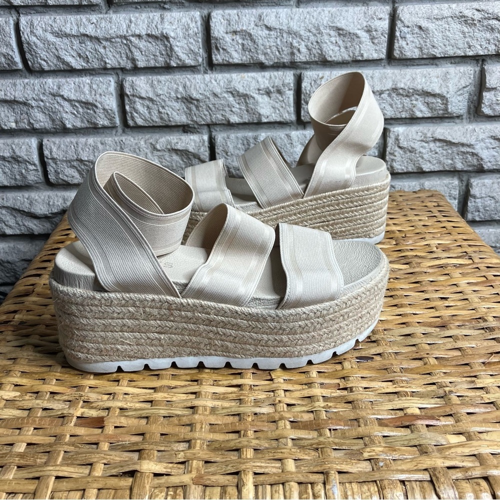 J Slides Platform Sandals Espadrille Elastic Comfy - Picture 2 of 7